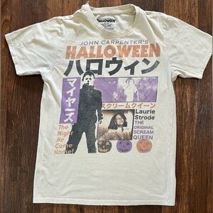 Women's Halloween T-Shirt White Spell-Out S Street Gothic Cult 80s Horror Japan